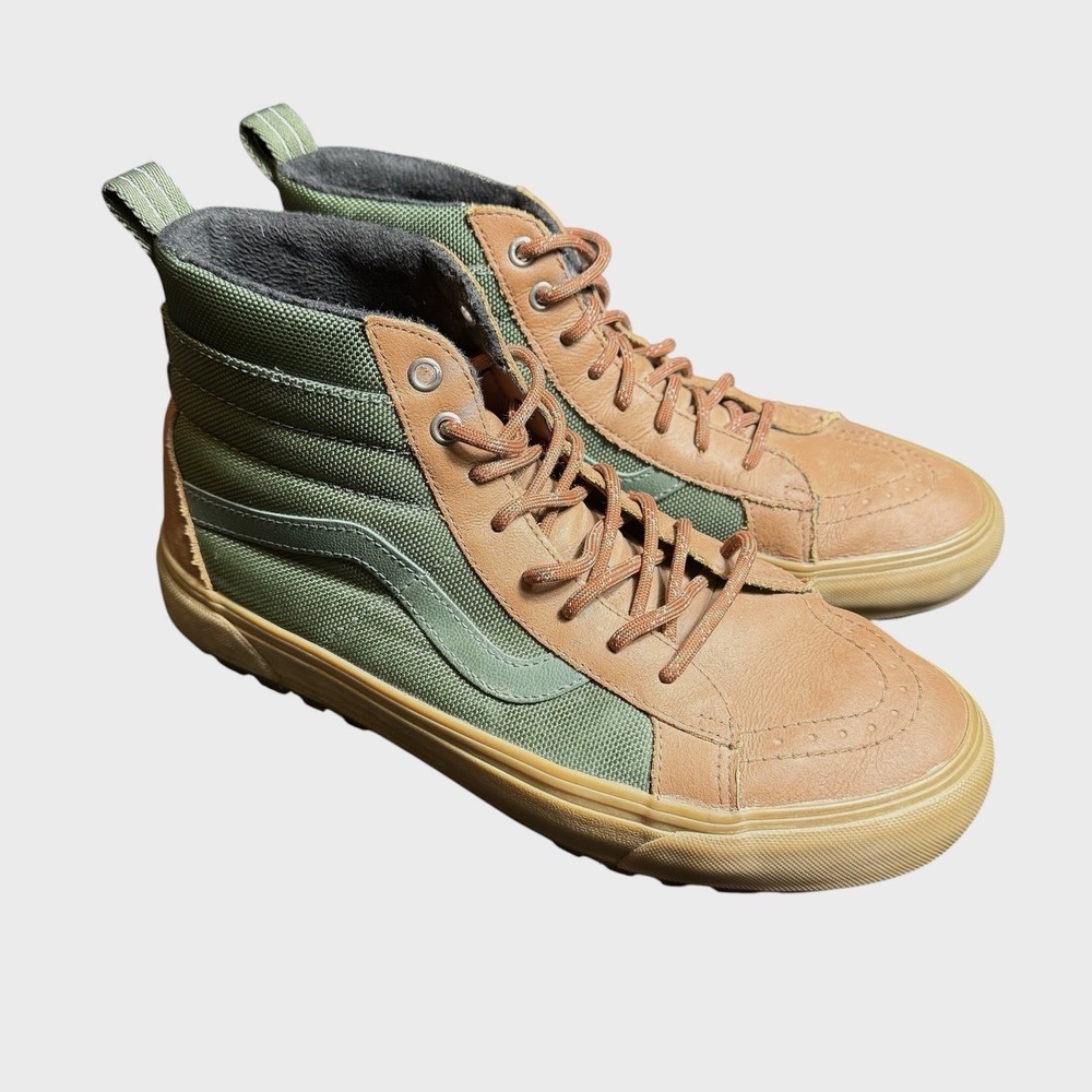 Vans Sk8-Hi MTE Mens 10 Brown Green Leather Primaloft Insulated High Top